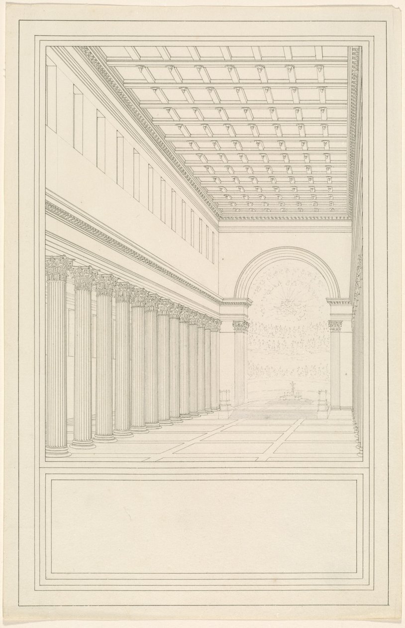 Mittskeppet och absiden, utan tvärskepp, i en katedral för Berlin av Karl Friedrich Schinkel