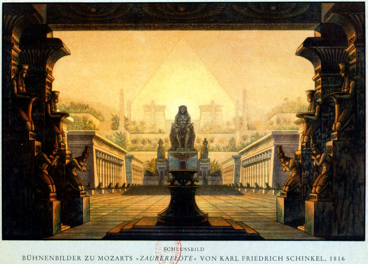 Gården till templet Isis och Osiris där Sarastro var överstepräst, c1816 av Karl Friedrich Schinkel
