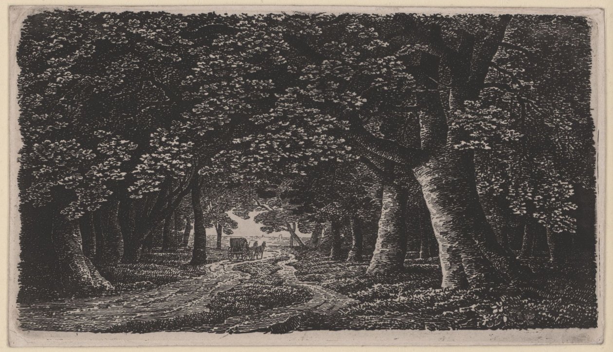 Skogsväg med en vagn av Karl Friedrich Schinkel