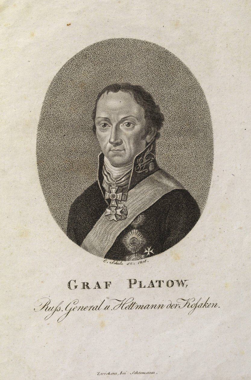 Porträtt av greve Matvei Ivanovich Platov 1757-1818 av Karl Friedrich Schulz