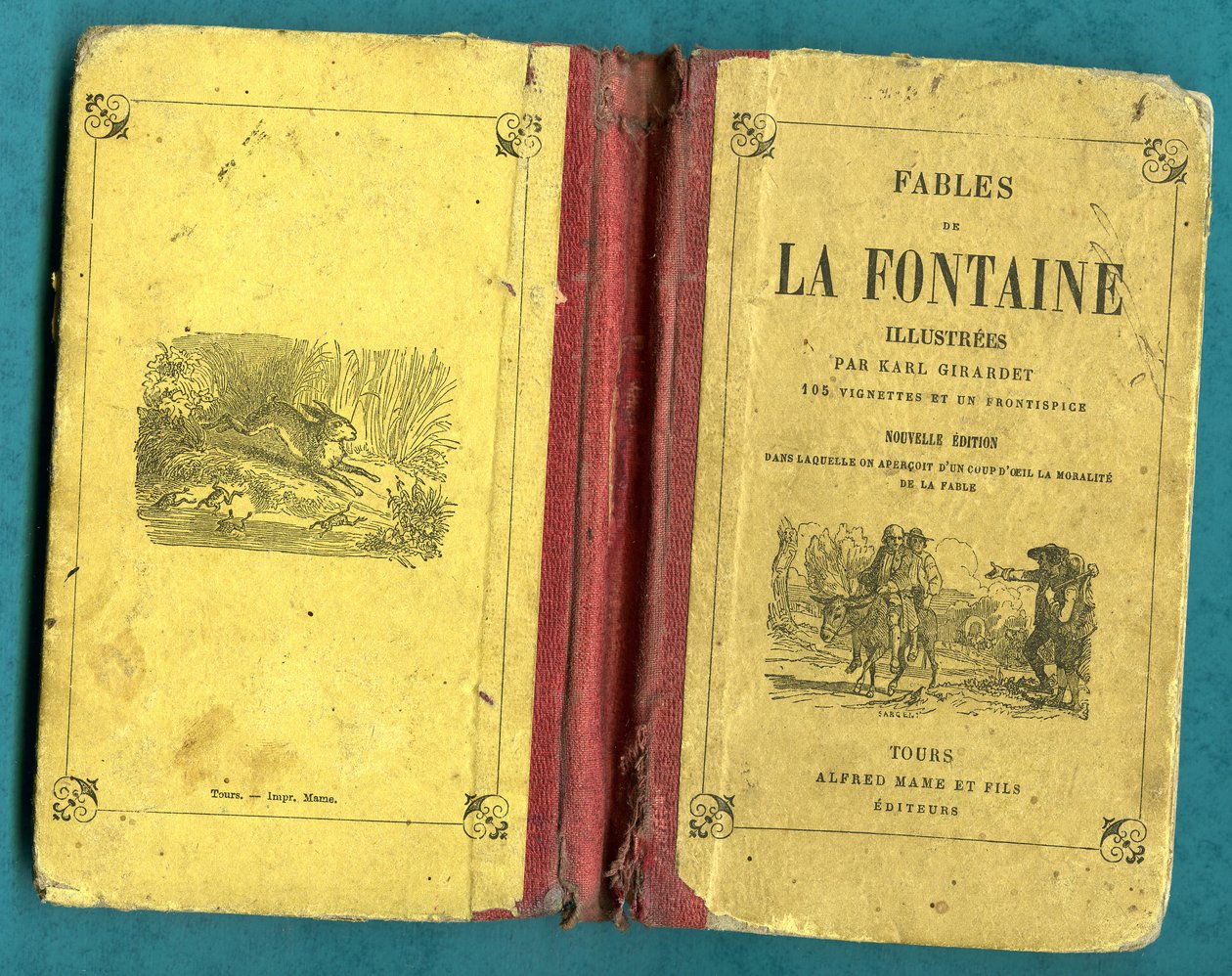 Omslag till en bok av Fables de la Fontaine illustrerad av Karl Girardet, Mame in Tours av Karl Girardet