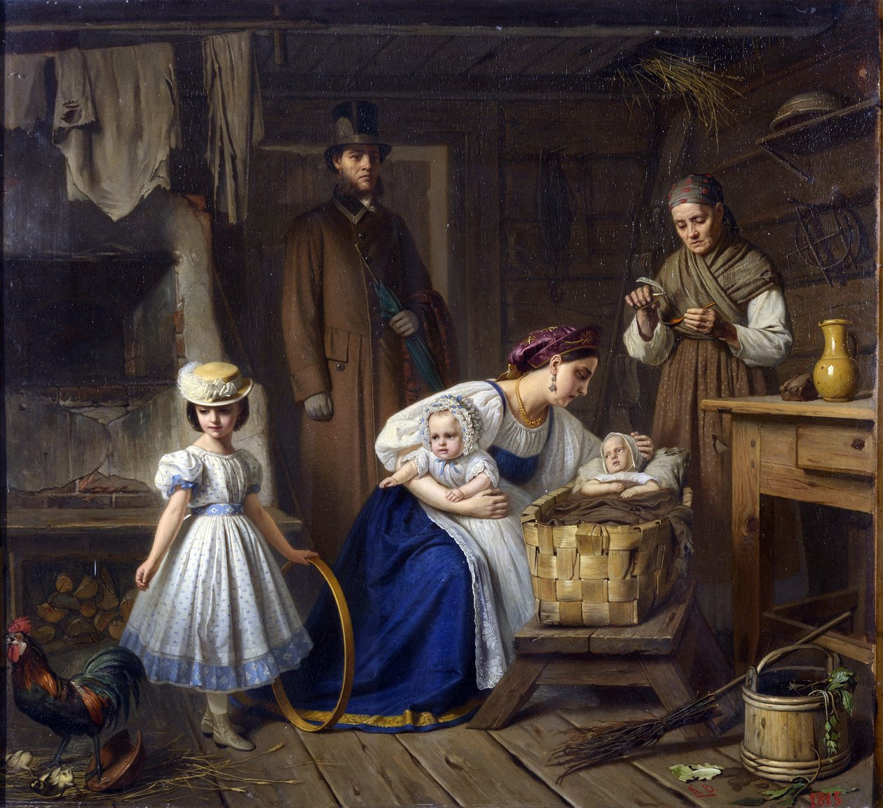 Våtsköterska besökte sitt sjuka barn par Wenig, Karl Bogdanovich (1830-1908) av Karl Gottlieb Wenig