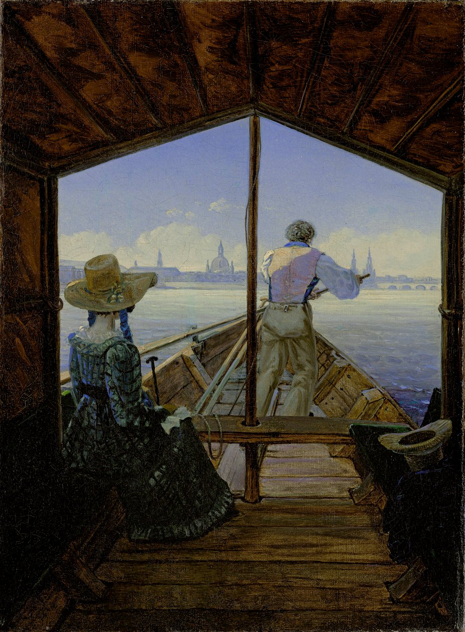 Tidigt på morgonen på Elbe, nära Dresden, 1827 av Karl Gustav Carus