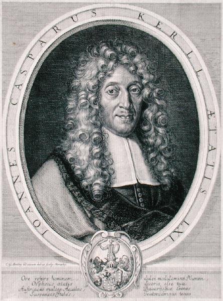 Johann Caspar Kerll (1627-93) graverad av Monachy (gravyr) av Karl Gustave (after) Amling