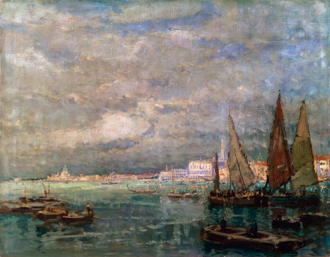 Landskap med båtar, sent 1800-tal eller tidigt 1900-tal. av Karl Hagemeister