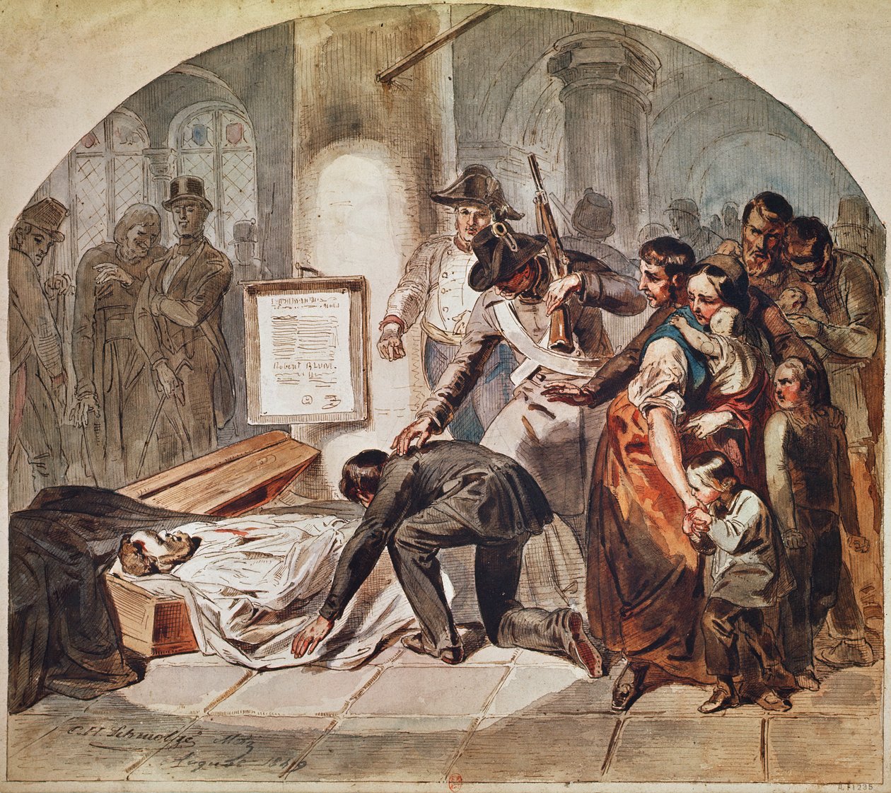 Begravning av demokratiske Robert Blum i oktober 1848 i Wien. av Karl Hermann Schmolze