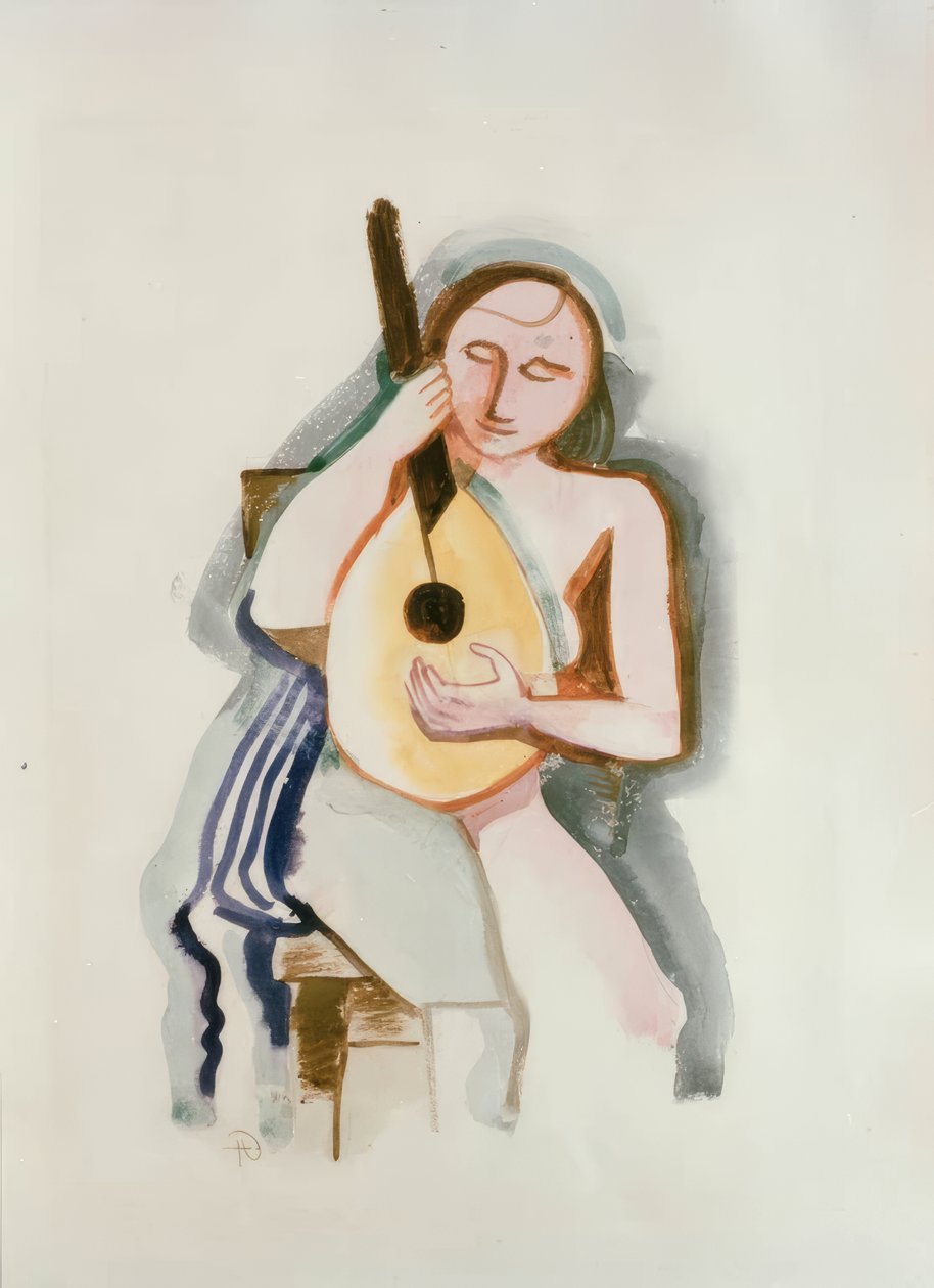 Flicka med gitarr av Karl Hofer