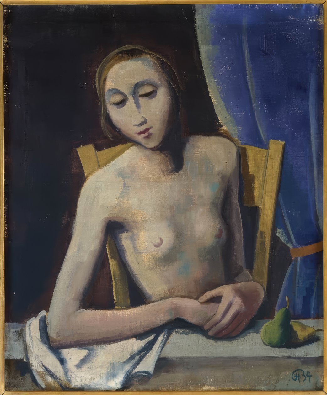 Flicka framför gardin av Karl Hofer