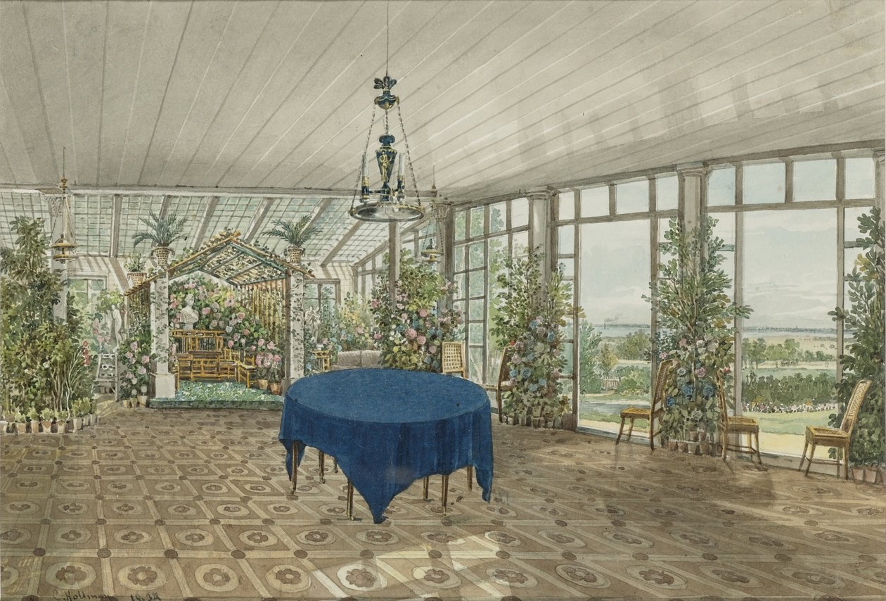 Vinterträdgården i Pavlino Estate i Vielgorsky, 1834 av Karl Ivanovich Kolmann