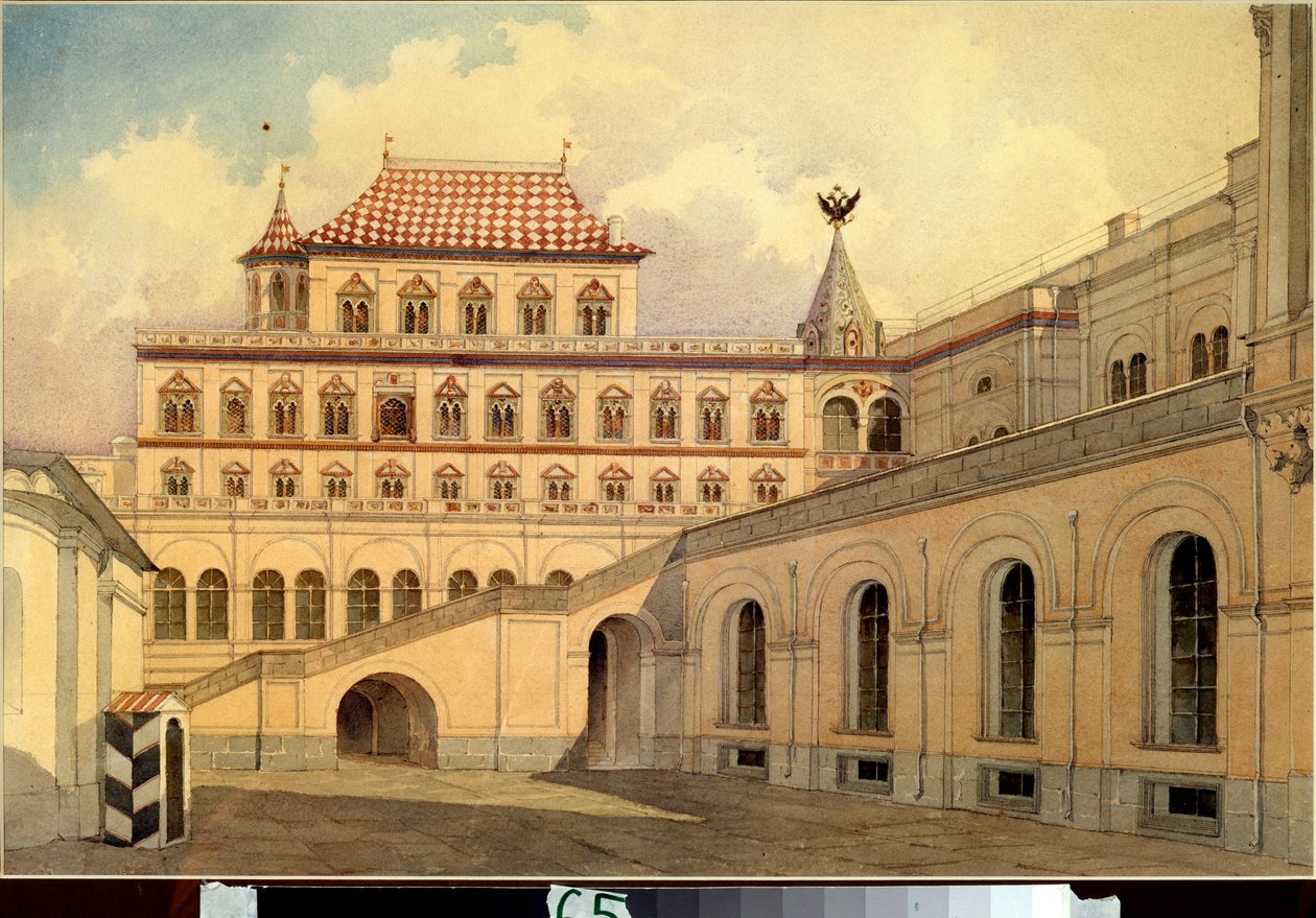 Terempalatset i Moskva Kreml - Terempalatset i Moskva Kreml - Verk av Karl Ivanovich Rabus (1800-1857), akvarell på papper, cirka 1830-1840 - Rysk konst av Karl Ivanovich Rabus