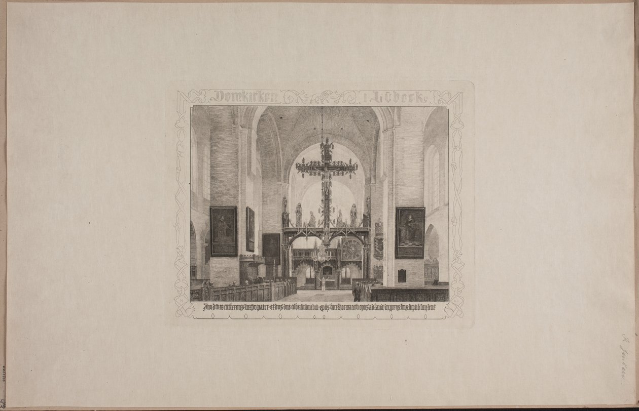 Danska: Interiör från domkyrkan i Lübeck av Karl Jensen