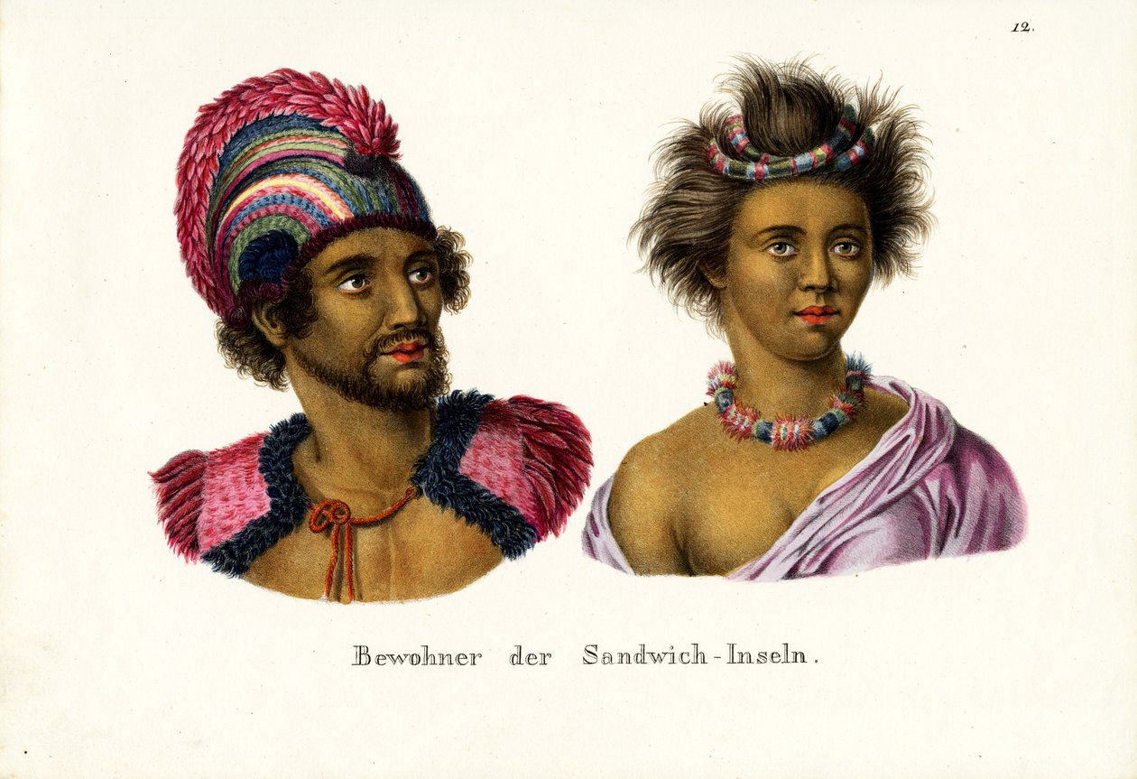 Folket på Hawaii, 1824 av Karl Joseph Brodtmann