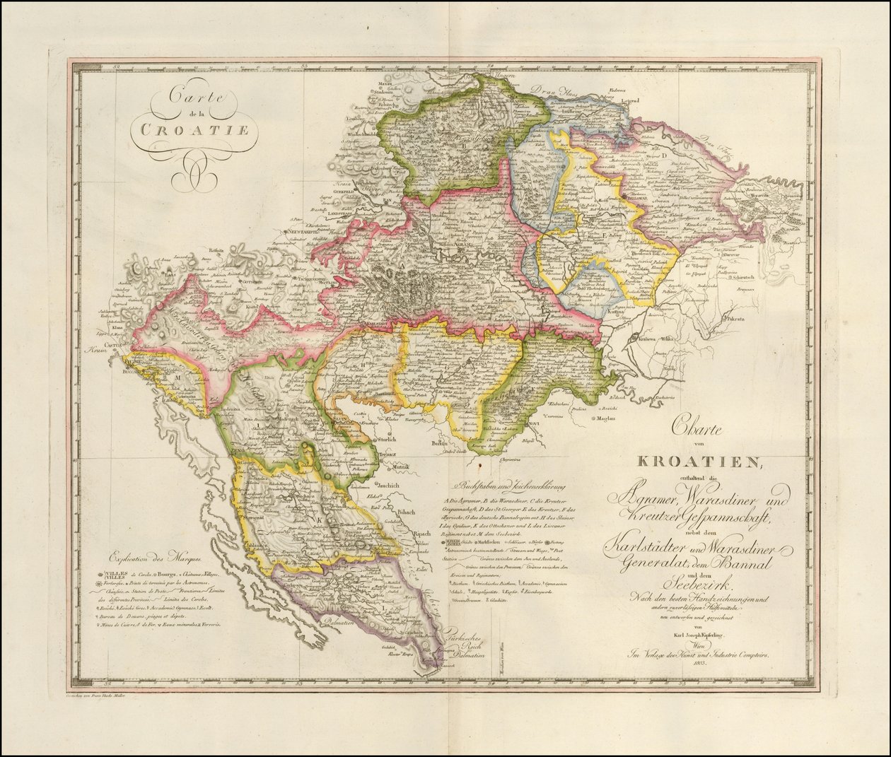 1803 års karta över Crotia av Karl Joseph Kipferling av Karl Joseph Kipferling