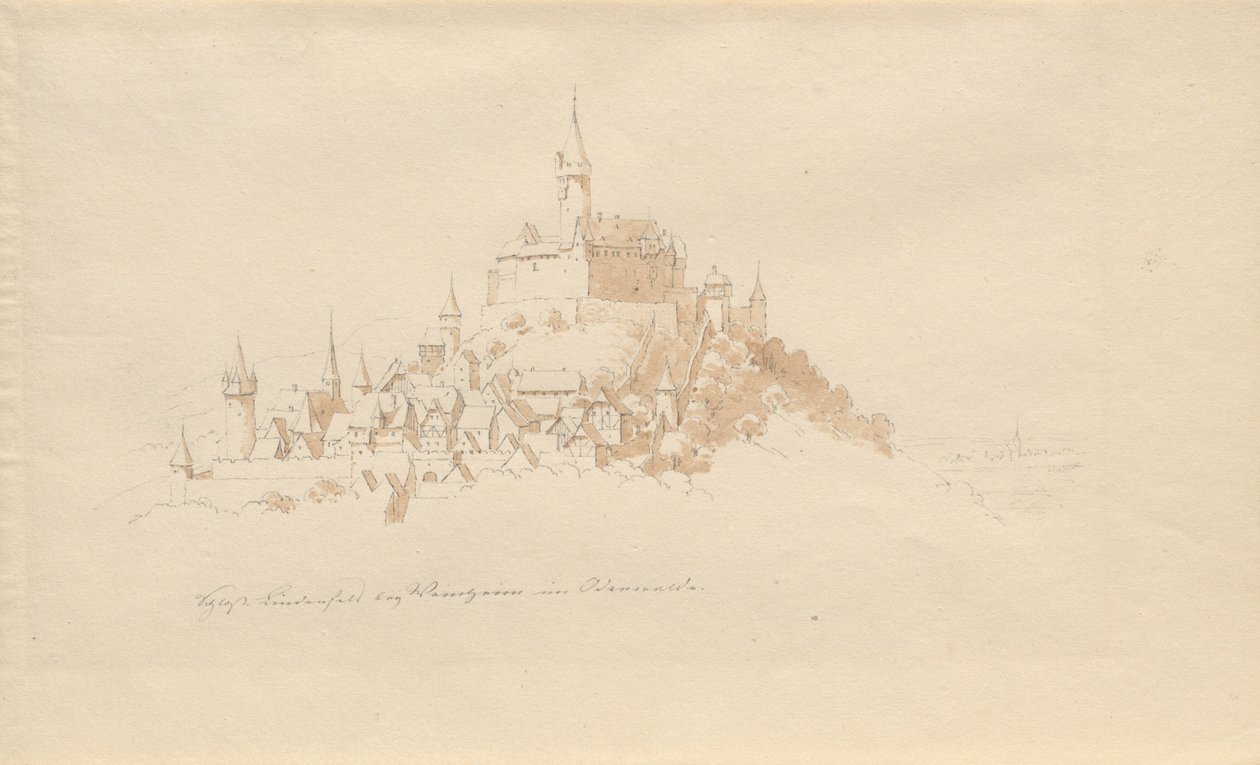 Lindenfels slott nära Weinheim i Odenwald av Karl Julius Von Leypold