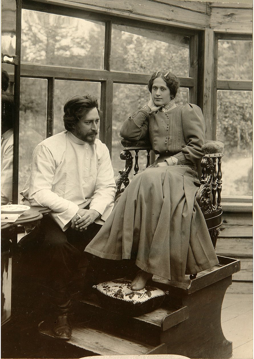 Författaren Leonid Andreyev med sin fru Alexandra Michailovna (s/v foto) av Karl Karlovich Bulla