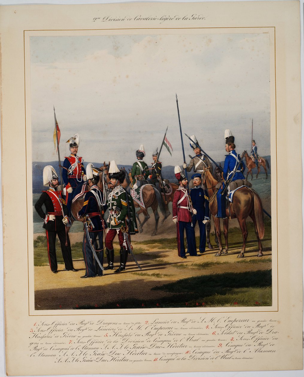 La 2eme division de la cavalerie legere - The 2nd Guard Cavalry Division - Piratsky, Karl Karlovich (1813-1889) - 1867 - Färglitografi - 56x45 - Privat samling av Karl Karlovich Piratsky