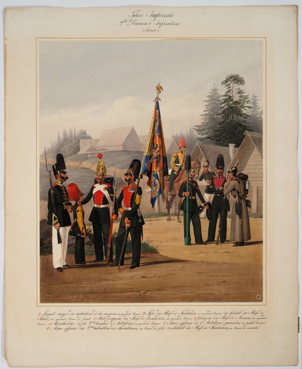 Soldater från 2:a gardets infanteridivision av det ryska kejserliga gardet, 1867 av Karl Karlovich Piratsky
