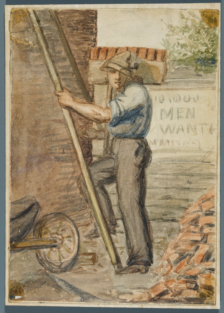 Brick Layer, 1864 (wc över svart media underritning) av Karl L.H. Mueller