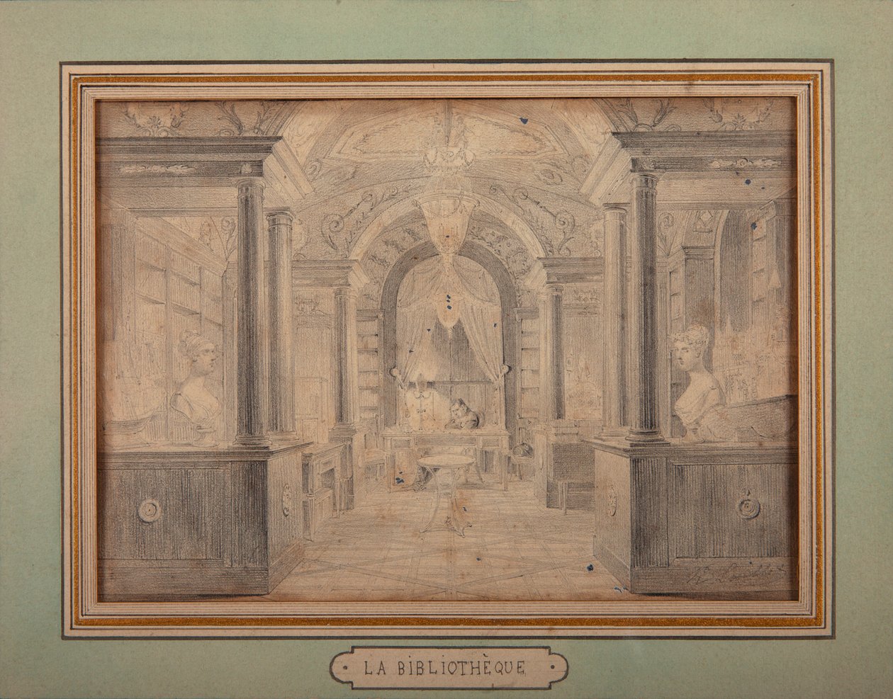 Napoleon i arbete i biblioteket på Chateau de Malmaison, ca 1806 av Karl Loeillot Hartwig