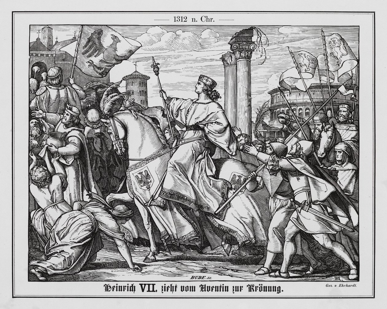 Kung Henrik VII av Tyskland på väg till sin kröning till tysk-romersk kejsare av Karl Ludwig Adolf Ehrhardt