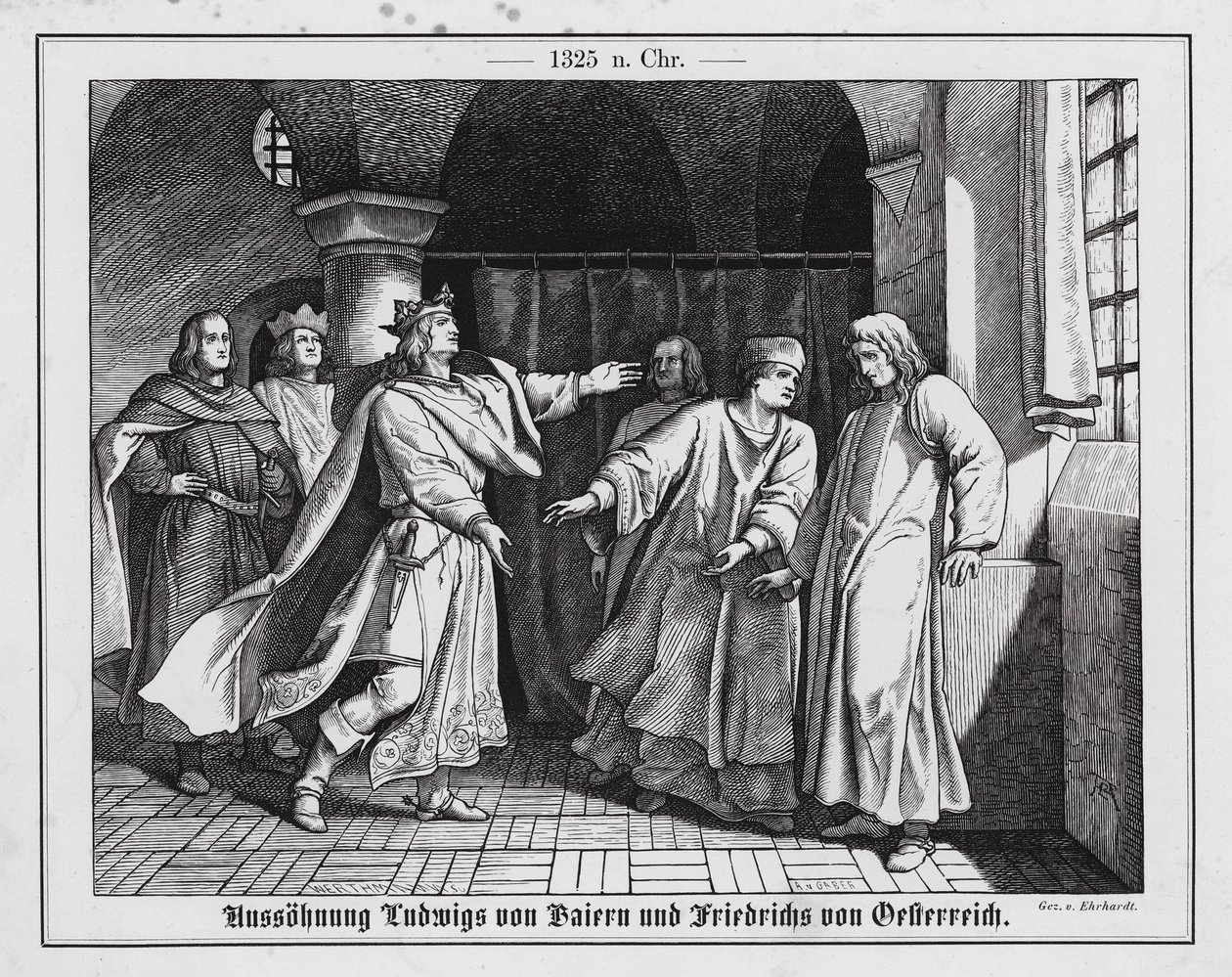 Försoning mellan Ludvig av Wittelsbach och Fredrik av Habsburg av Karl Ludwig Adolf Ehrhardt