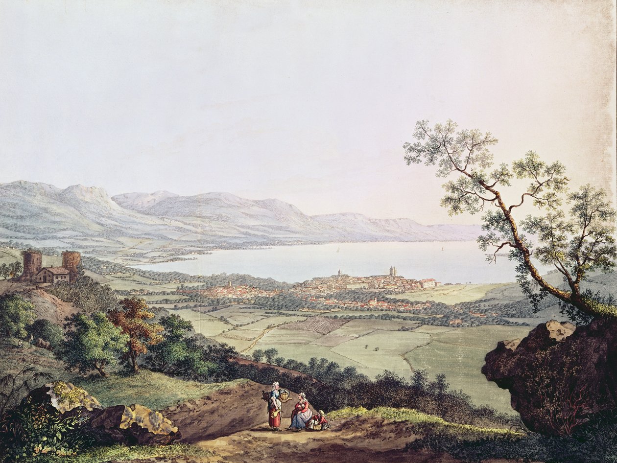 Utsikt över Genève från Saconex i Savojen av Karl Ludwig Hackert