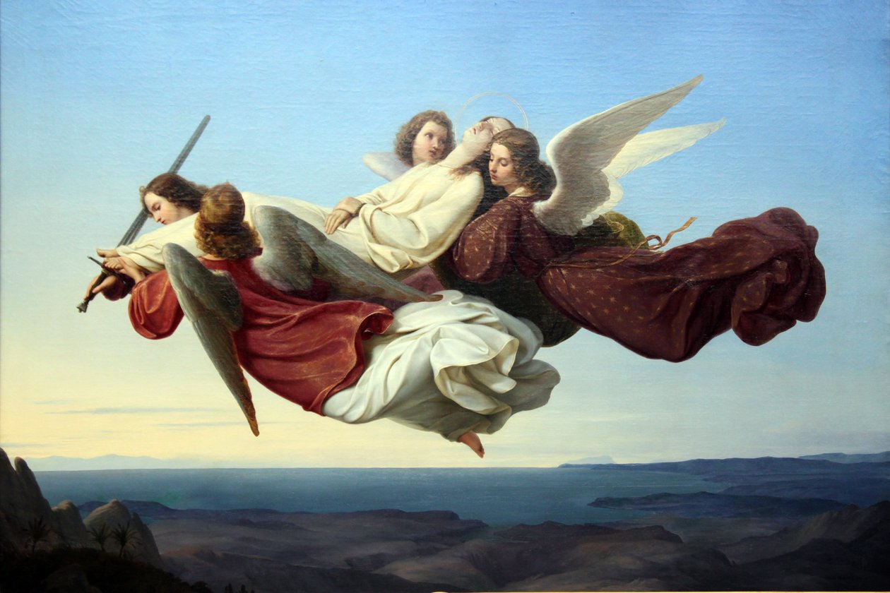 Kroppen av Saint Catherine of Alexandria, förd till paradiset av änglar av Karl Mucke