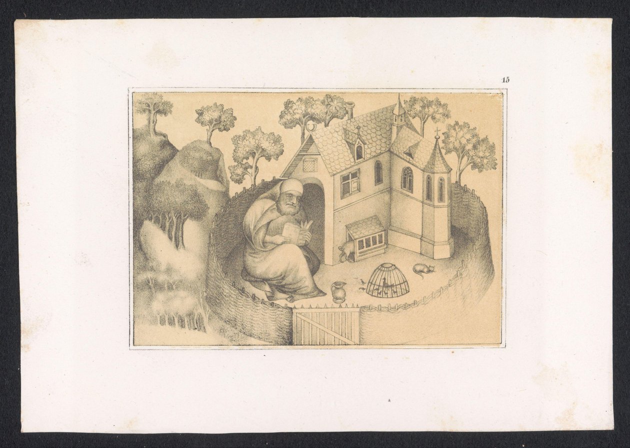 Antonius abbot sover i trädgården Design och studier av en holländsk mästare från 1400-talet. Århundrade. Baserat på originalen som förvaras i det kungliga biblioteket i Berlin (serietitel) av Karl Palzow
