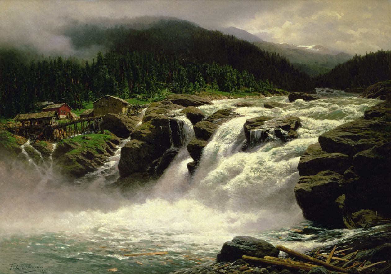Norska vattenfallet, vid Lofor i Valders, 1905 av Karl Paul Themistocles von Eckenbrecher