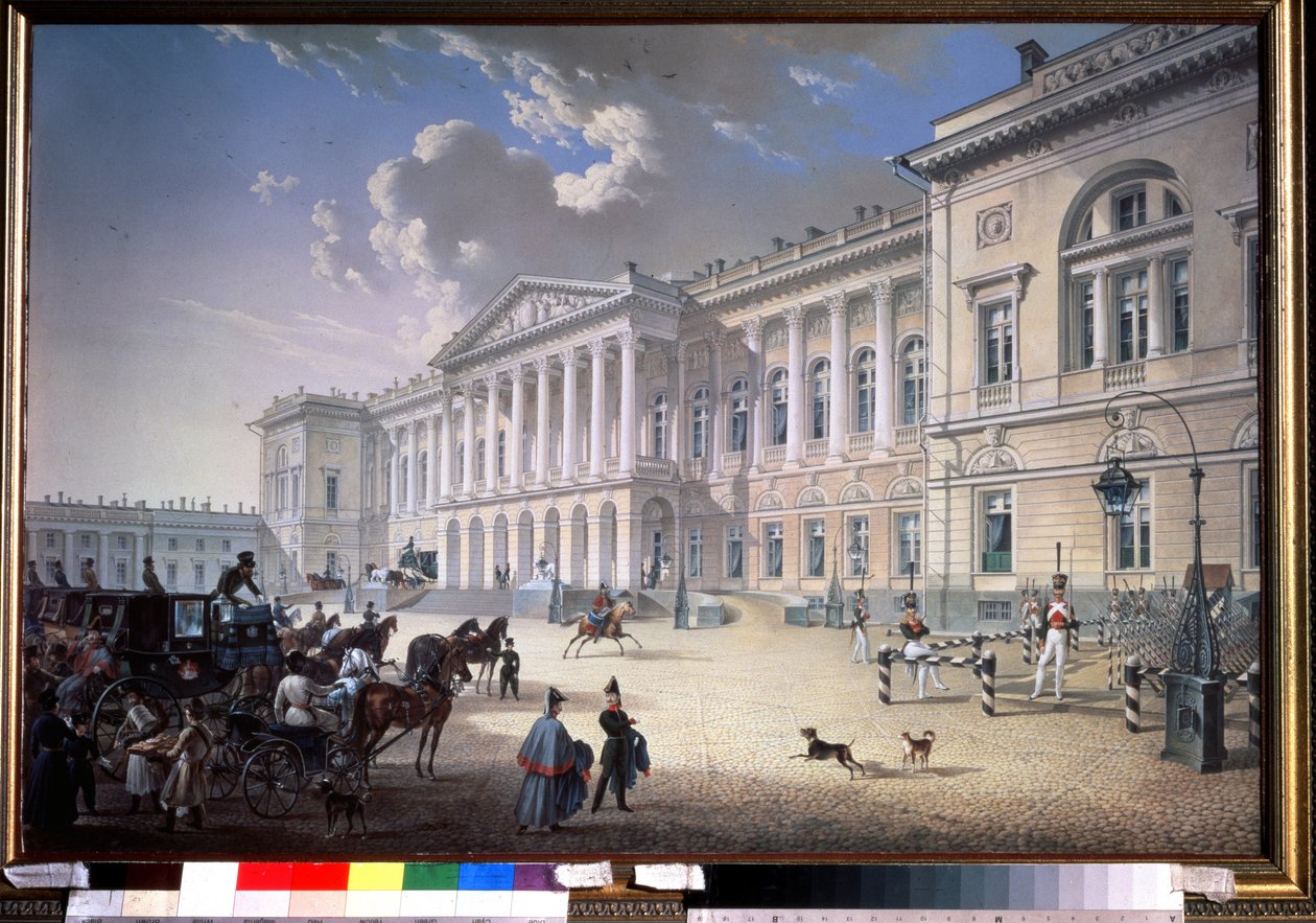 Det gamla Michel-palatset i Sankt Petersburg (Det gamla Michel-palatset i St Petersburg). Målning av Karl Petrovich Beggrov (1799-1875). Gouache på papper av Karl Pavlovich Beggrov