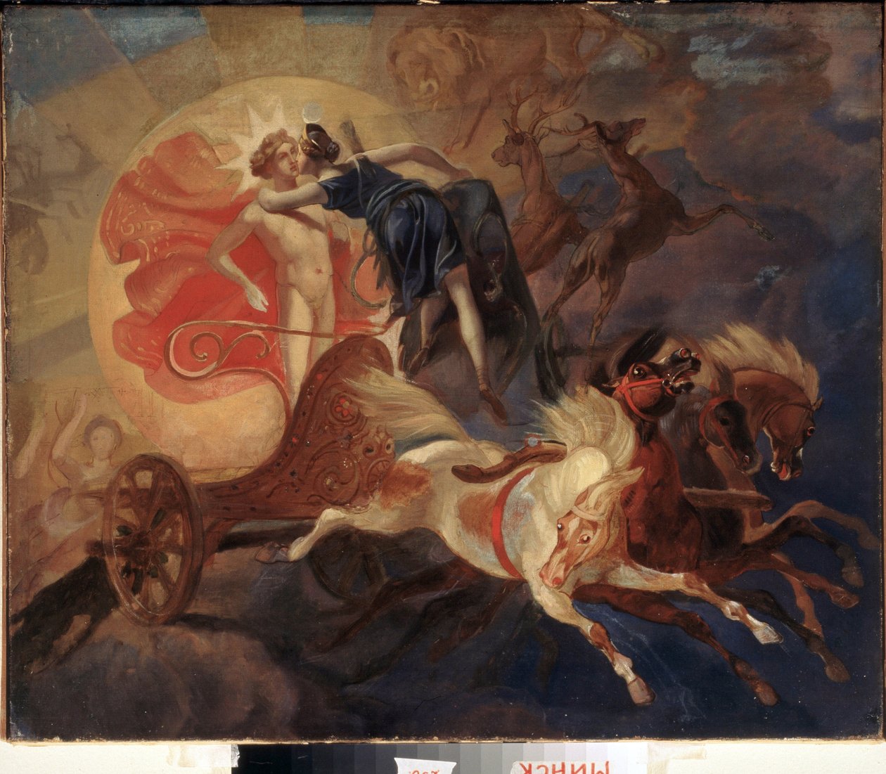 Eclipse de soleil, le salut de Diane a Apollon (Solförmörkelse, Dianas farväl till Apollon) - Målning av Karl Pavlovich Briullov (Brioullov) (1799-1852), olja på duk av Karl Pavlovich Bryullov
