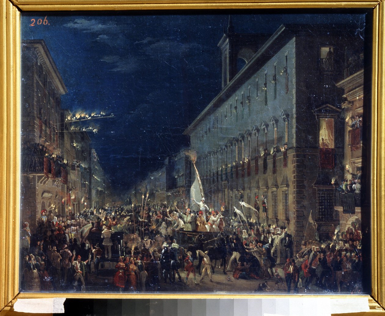 Politisk manifestation i Rom (Politisk manifestation i Rom) - Målning av Karl Pavlovich Briullov (Briullov) (1799-1852) - Olja på duk, 37 x 46 cm av Karl Pavlovich Bryullov