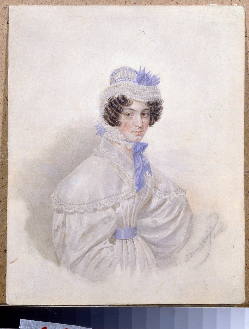 Porträtt av Anna Borisovna Bakunina (1802-1835). Verk av Karl Pavlovich Briullov (Bryullov) (1799-1852), akvarell på papper av Karl Pavlovich Bryullov