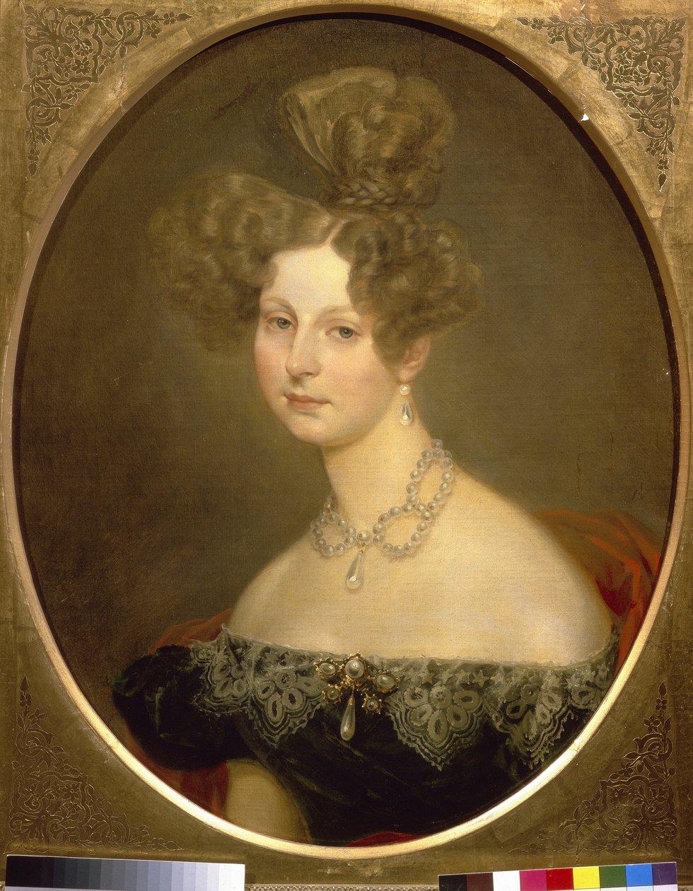 Porträtt av prinsessan Frederique Charlotte Marie av Württemberg (1807-1873), storhertiginnan Helene av Ryssland. (Porträtt av Friederike Charlotte Marie av Württemberg, storhertiginna Pavlovna av Ryssland). Målning av Karl Pavlovich Briullov (Bryullov) (1 av Karl Pavlovich Bryullov