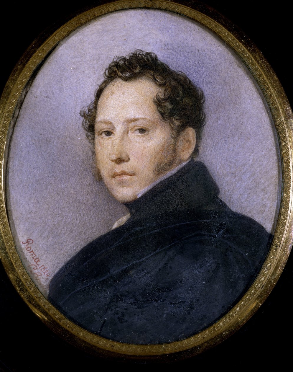 Porträtt av konstnären Sylvester Shchedrin (Sylvester Shchedrin) (1791-1830) (Porträtt av konstnären S. Shchedrin). Verk av Karl Pavlovich Briullov (Bryullov) (1799-1852), akvarell på papper av Karl Pavlovich Bryullov