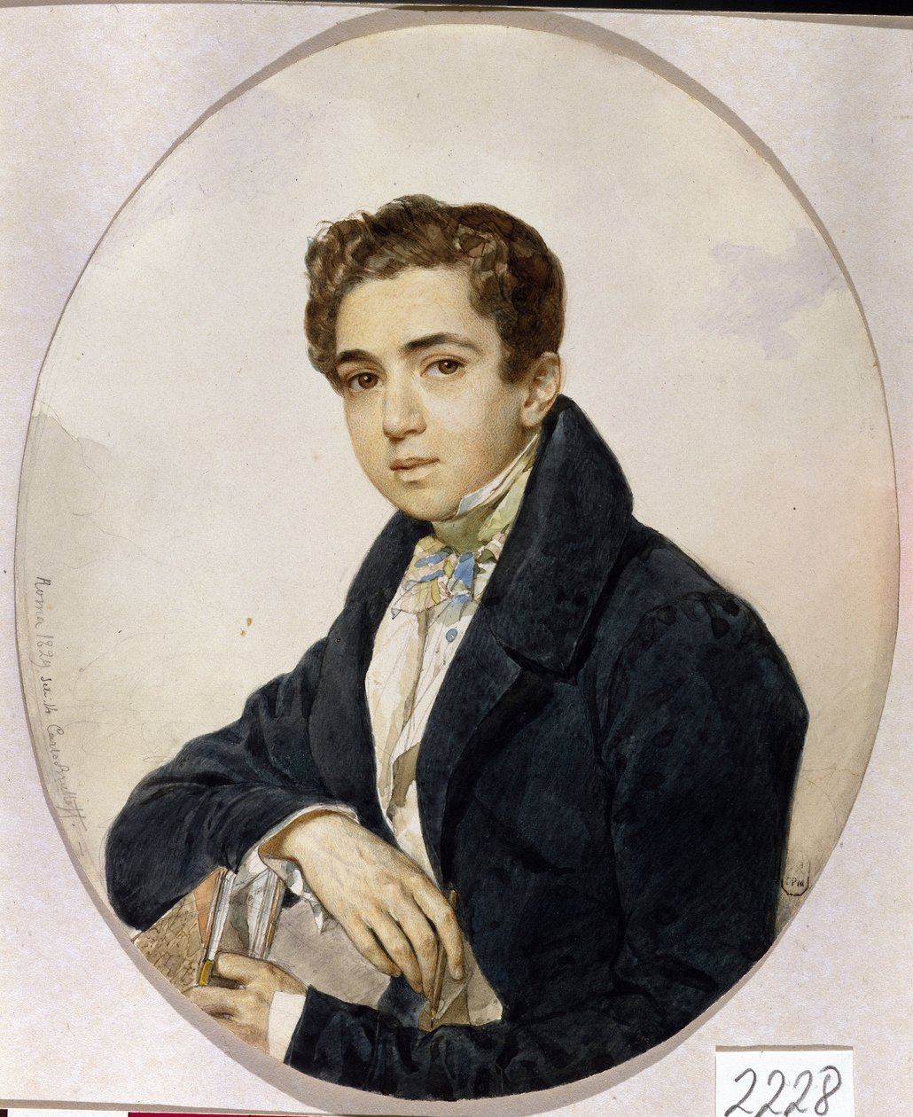 Porträtt av prinsen Grigory Grigorievich Gagarin (Grigori Gagarin) (1810-1893) (Porträtt av prinsen Grigory Grigorievich Gagarin) - Konstverk av Karl Pavlovich Briullov (Briullov) (1799-1852), akvarell och bläck på papper av Karl Pavlovich Bryullov