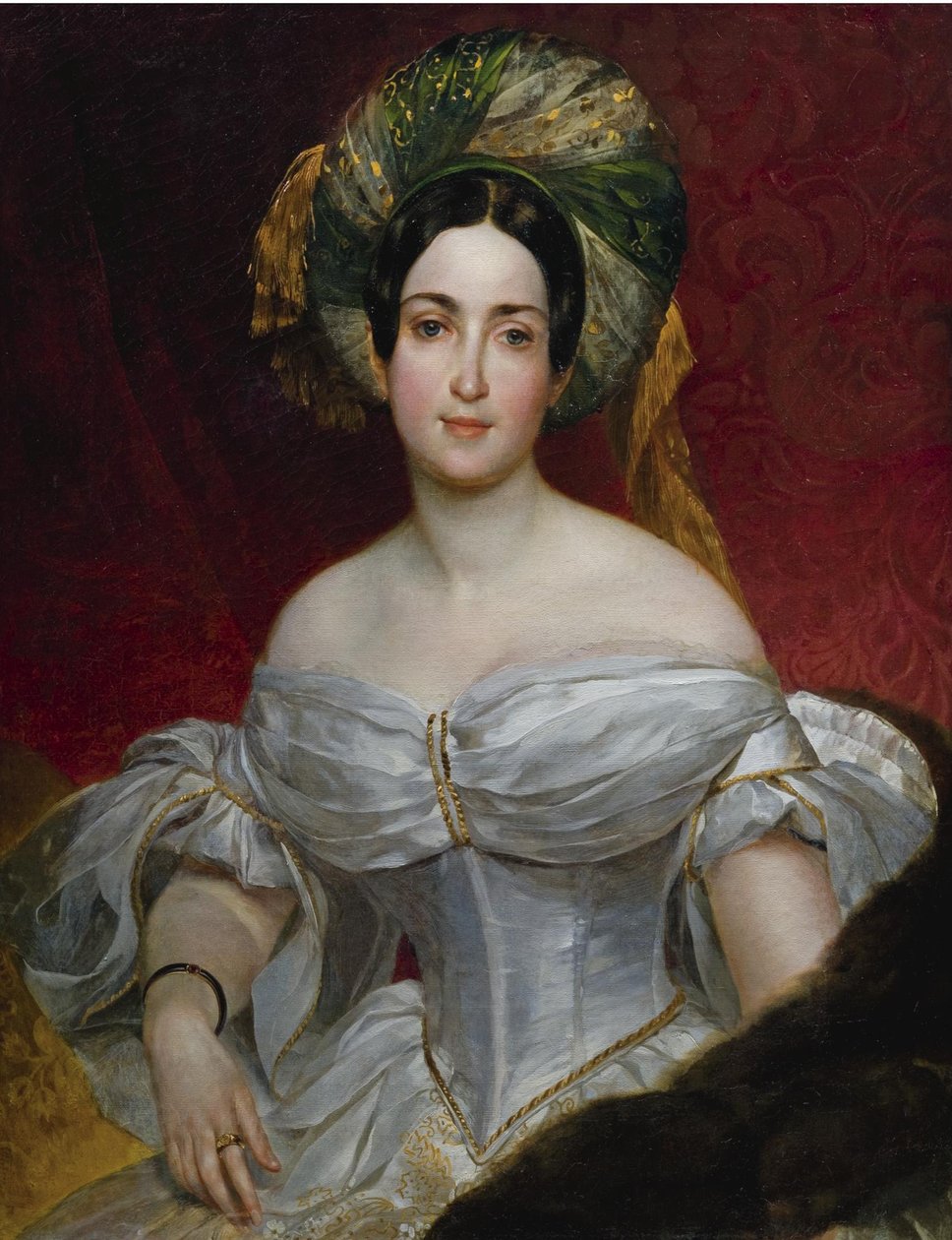 Porträtt av friherrinnan Aurora Charlotta Demidova, född Stjernvall 1808-1902, 1837 av Karl Pavlovich Bryullov