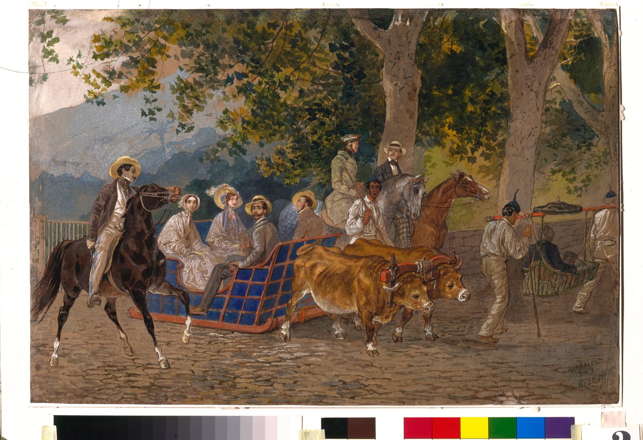 Gå i ett lag dragna av oxar, till häst eller i en kull - Verk av Karl Pavlovich Briullov (Brioullov) (1799-1852) av Karl Pavlovich Bryullov