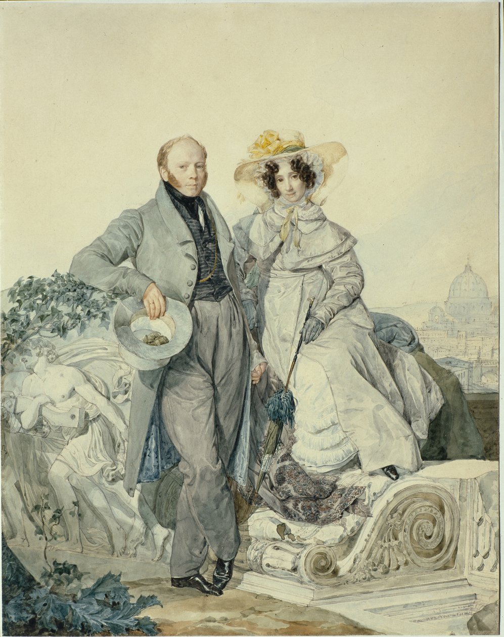 Porträtt av Grigory Nikanorovich och Varvara Alexeyevna Olenin, 1827 av Karl Pavlovich Bryullov