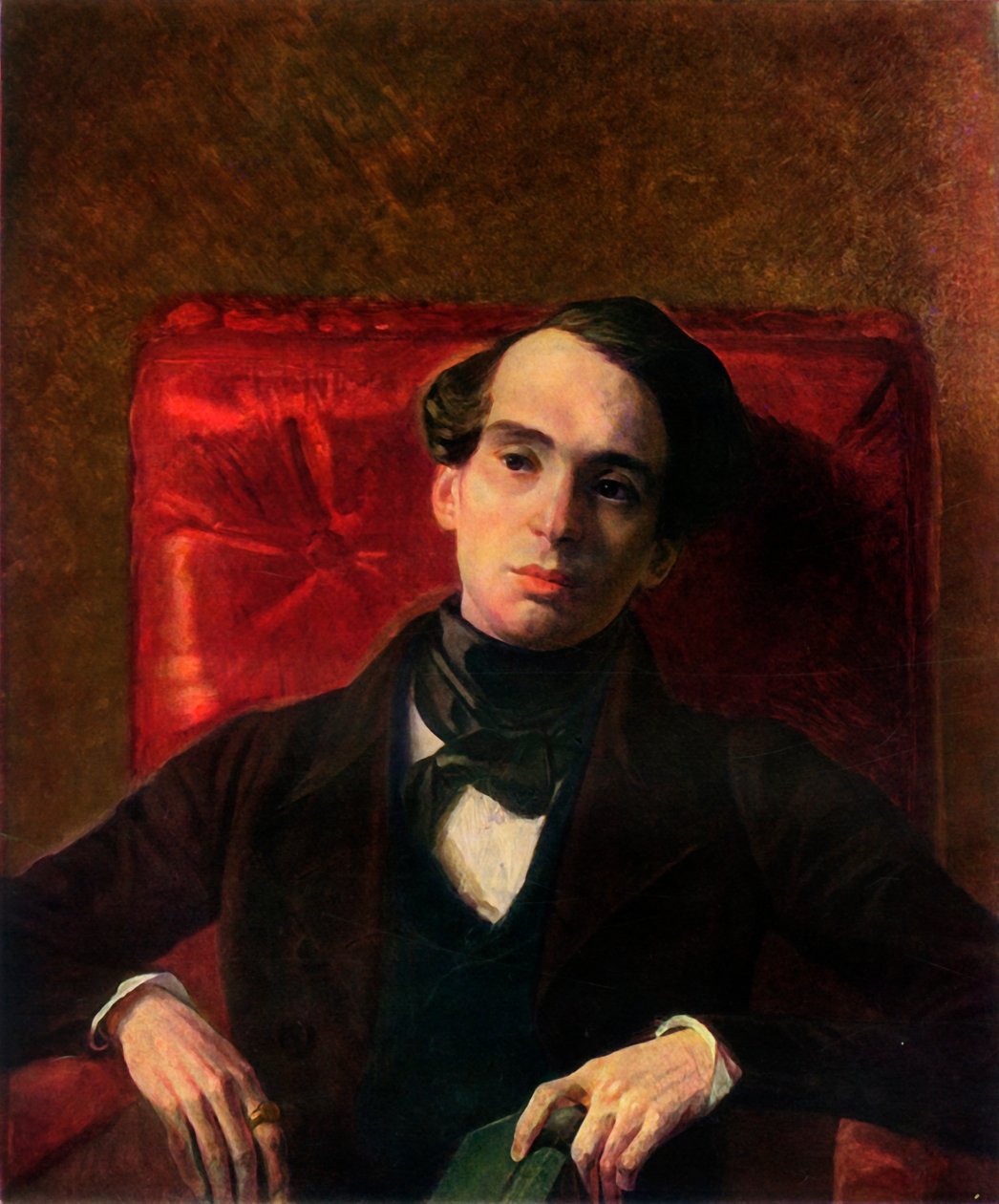 Porträtt av författaren Alexandr Nikolayevich Strugovshchikov, 1840, 1965. av Karl Pavlovich Bryullov