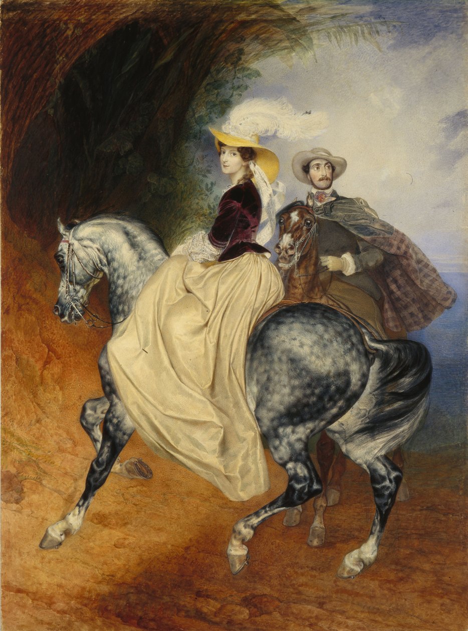 Ryttarna. Porträtt av Eugeny och Emily Mussard, 1849 av Karl Pavlovich Bryullov