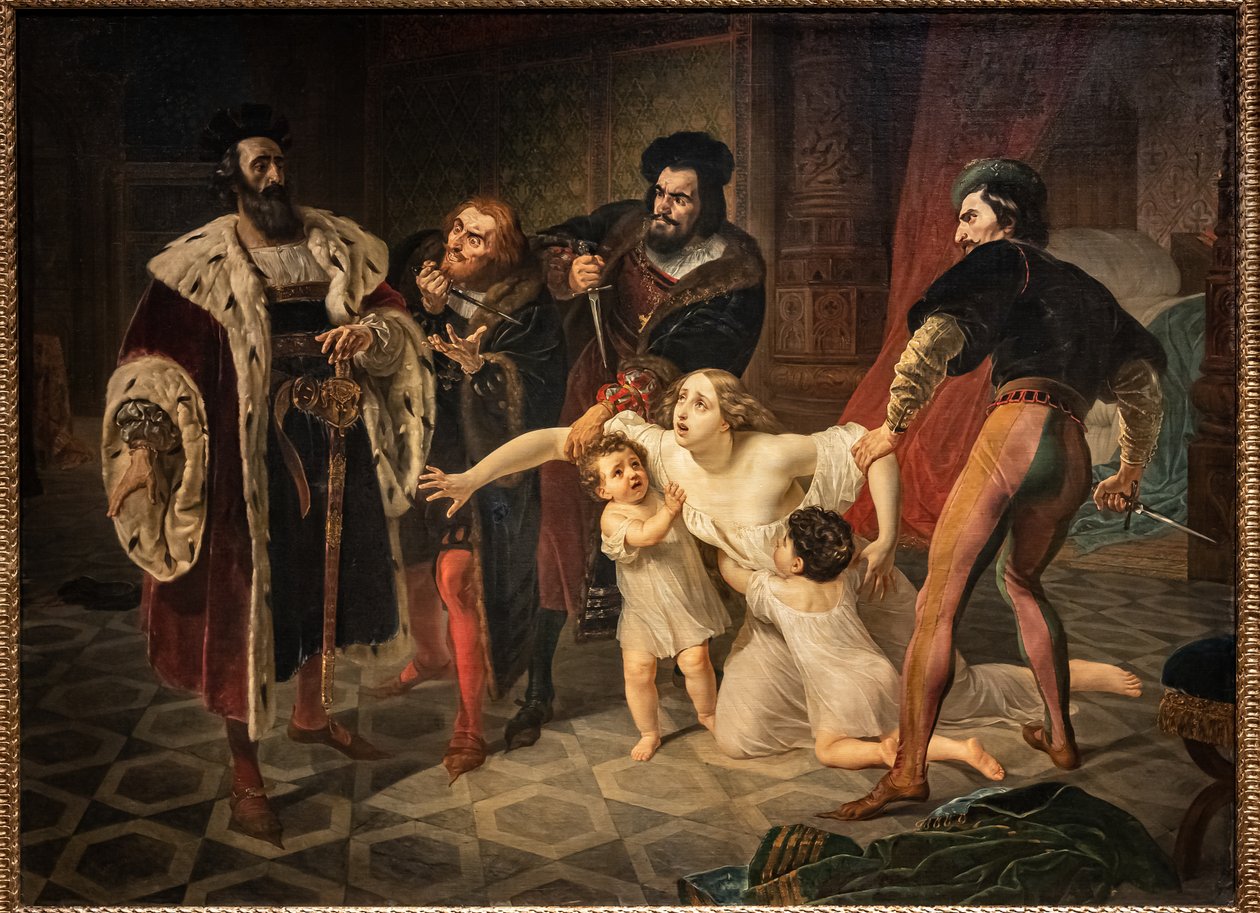 Ines Di Castros offer (Ines Di Castros död) (olja på duk) av Karl Pavlovich Bryullov