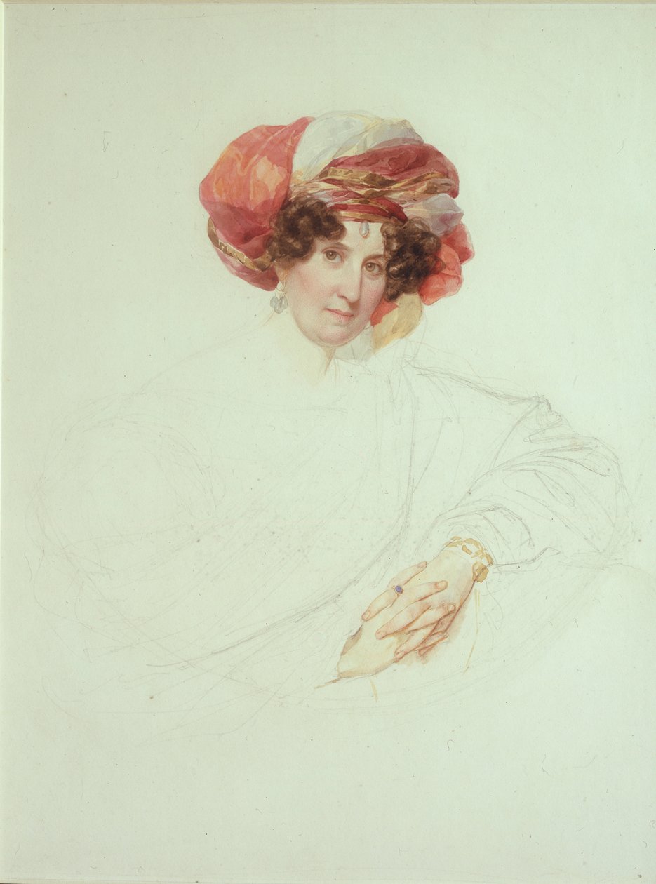 Kvinna i turban. Porträtt av grevinnan Maria Grigoryevna Razumovskaya 1772-1865, född Vyazemskaya, 1827-1830 av Karl Pavlovich Bryullov