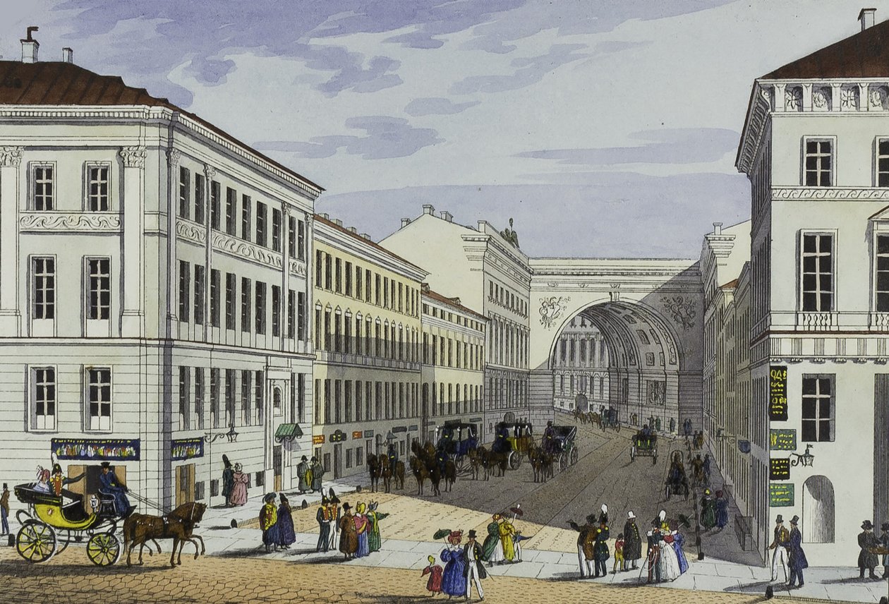 Millionnaya Street och Kotomin House i Sankt Petersburg, första hälften av 1800-talet. av Karl Petrovich Beggrov