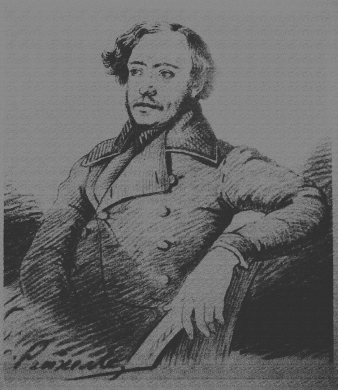 Nikolai Platonovich Ogarev 1813-1877, sid. 1840 av Karl Reichel