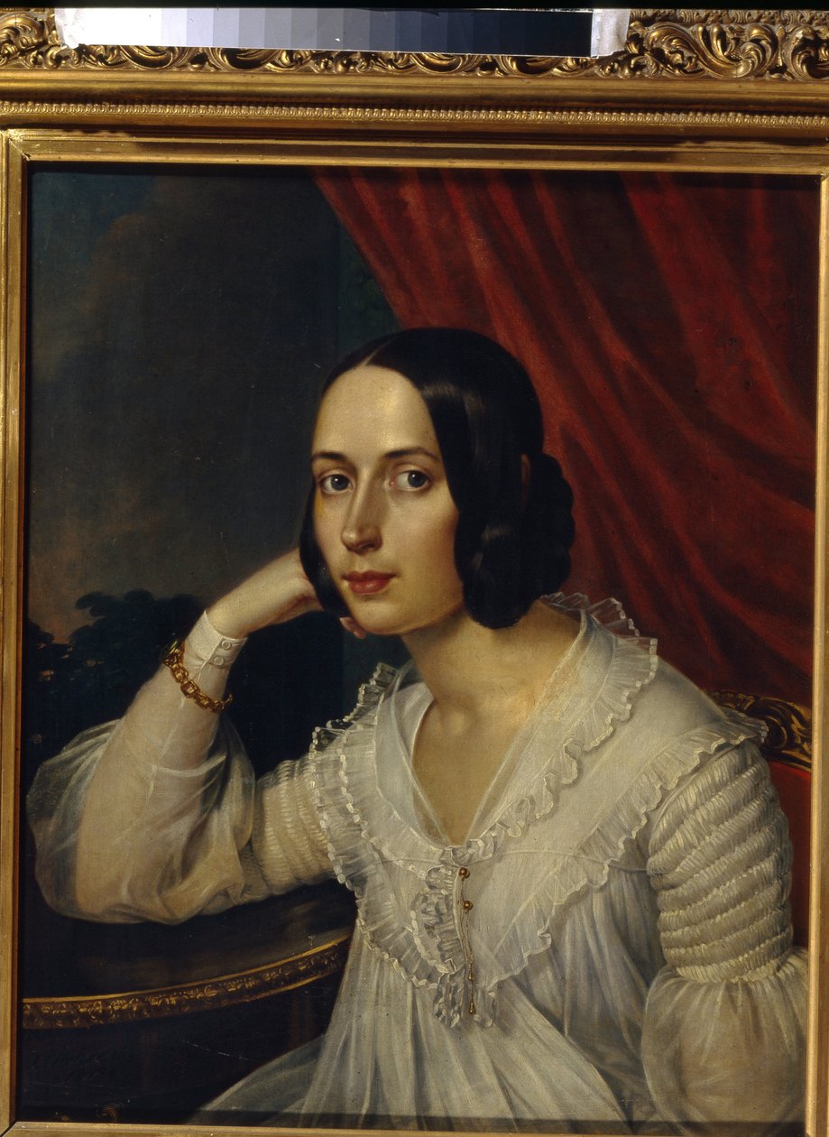 Porträtt av Natalia Alekseevna Tuchkova Ogareva (1829-1913) (Porträtt av N. A. Tuchkova Ogareva). Peinture de Karl Reichel (1788-1857), olja på duk 1842. Art russe av Karl Reichel