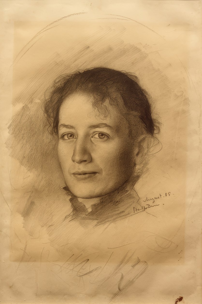 Porträtt av konstnärens syster, Marie Stauffer av Karl Stauffer Bern