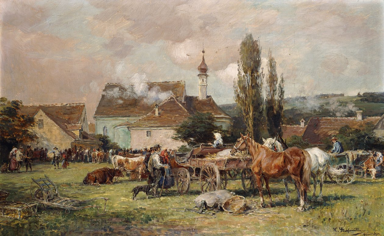En marknad vid en by av Karl Stuhlmuller
