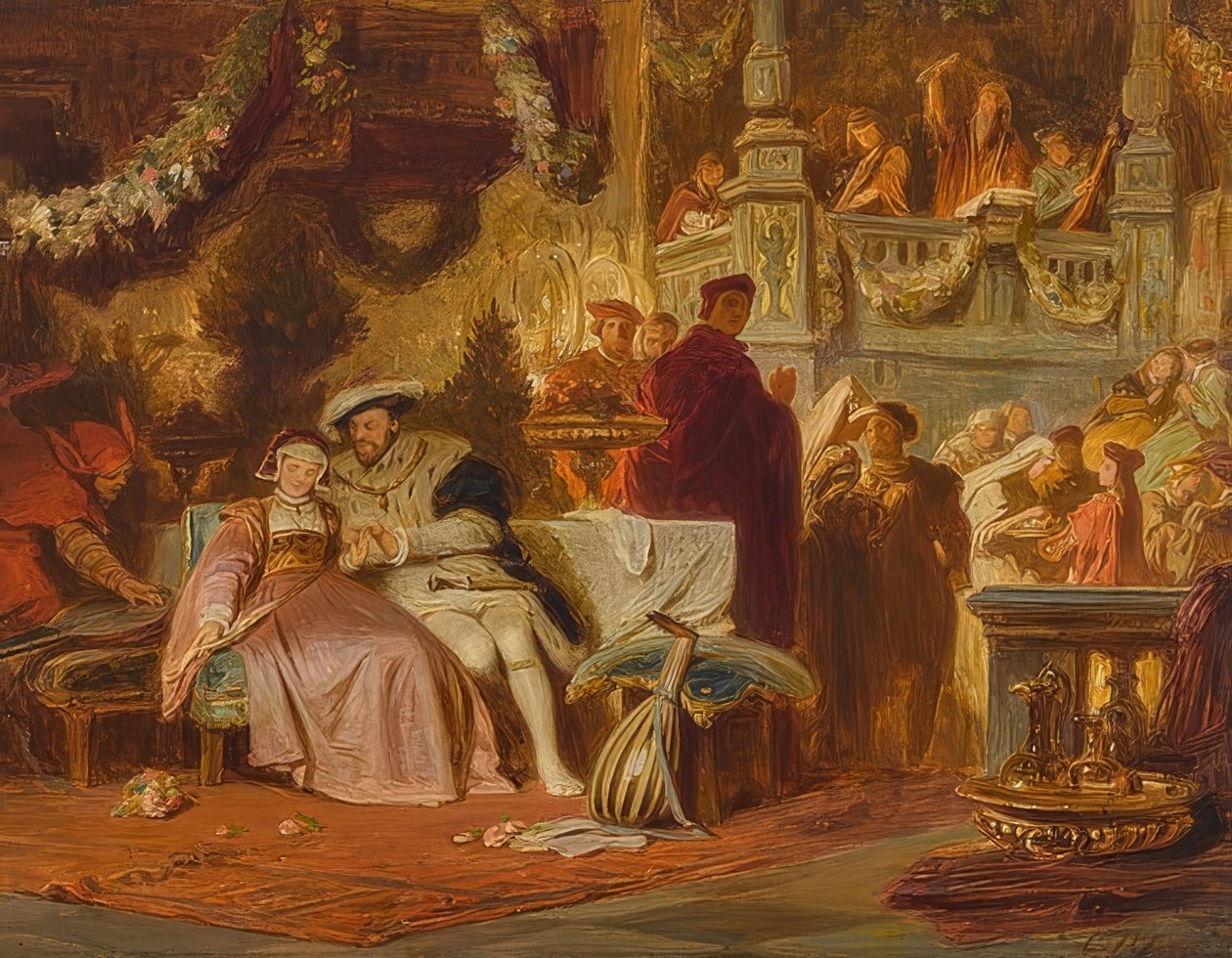 Henry VIII uppvaktar Anna Boleyn vid kardinal Wolseys bal av Karl Theodor von Piloty
