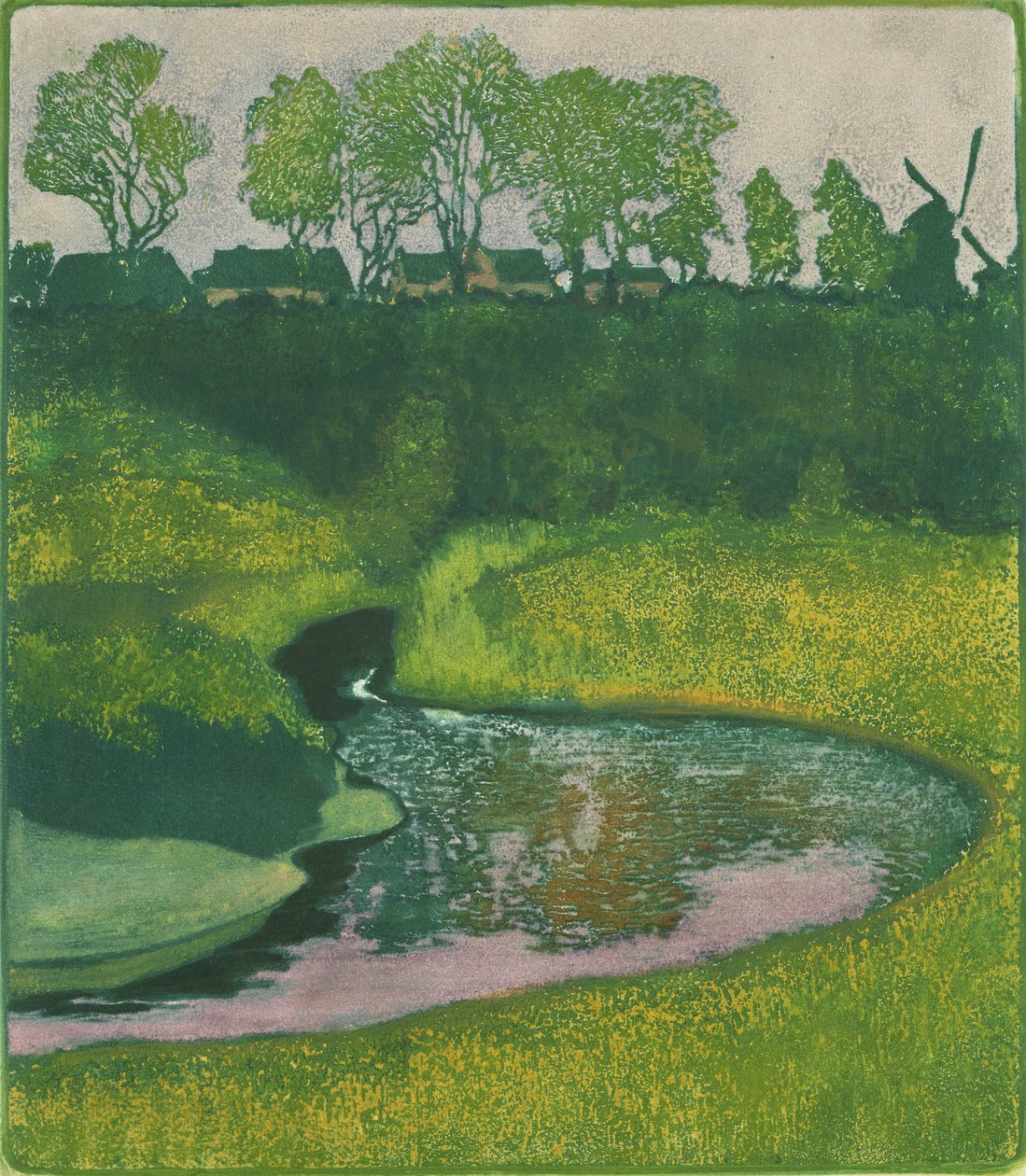 Alsterdalen nära Wellingsbuttel (färg litho) av Karl Wilhelm Arthur Illies